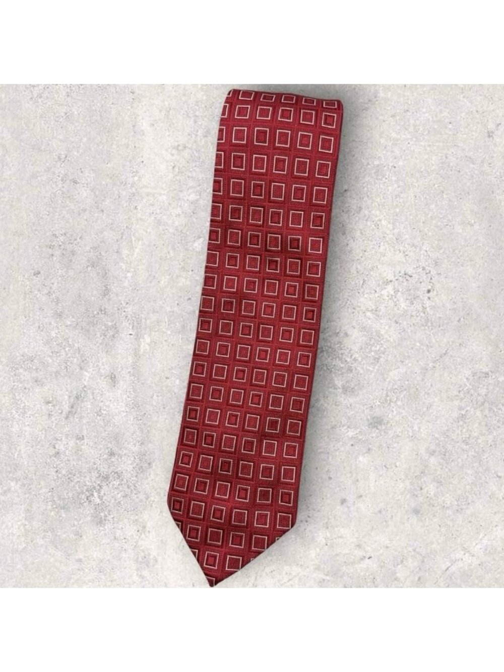 JOOP! Silk Tie ITALY XL Red White Geometric W:3.5" EUC